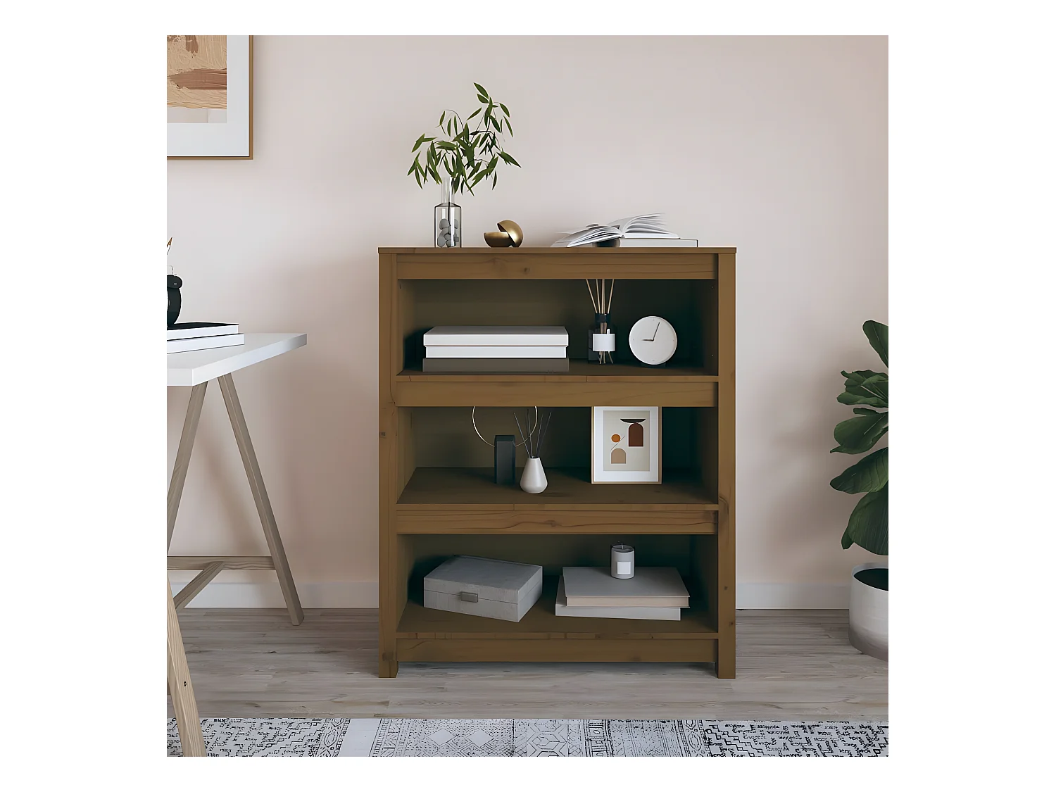 Bibliothèque Marron miel 80x35x97 cm Bois de pin massif