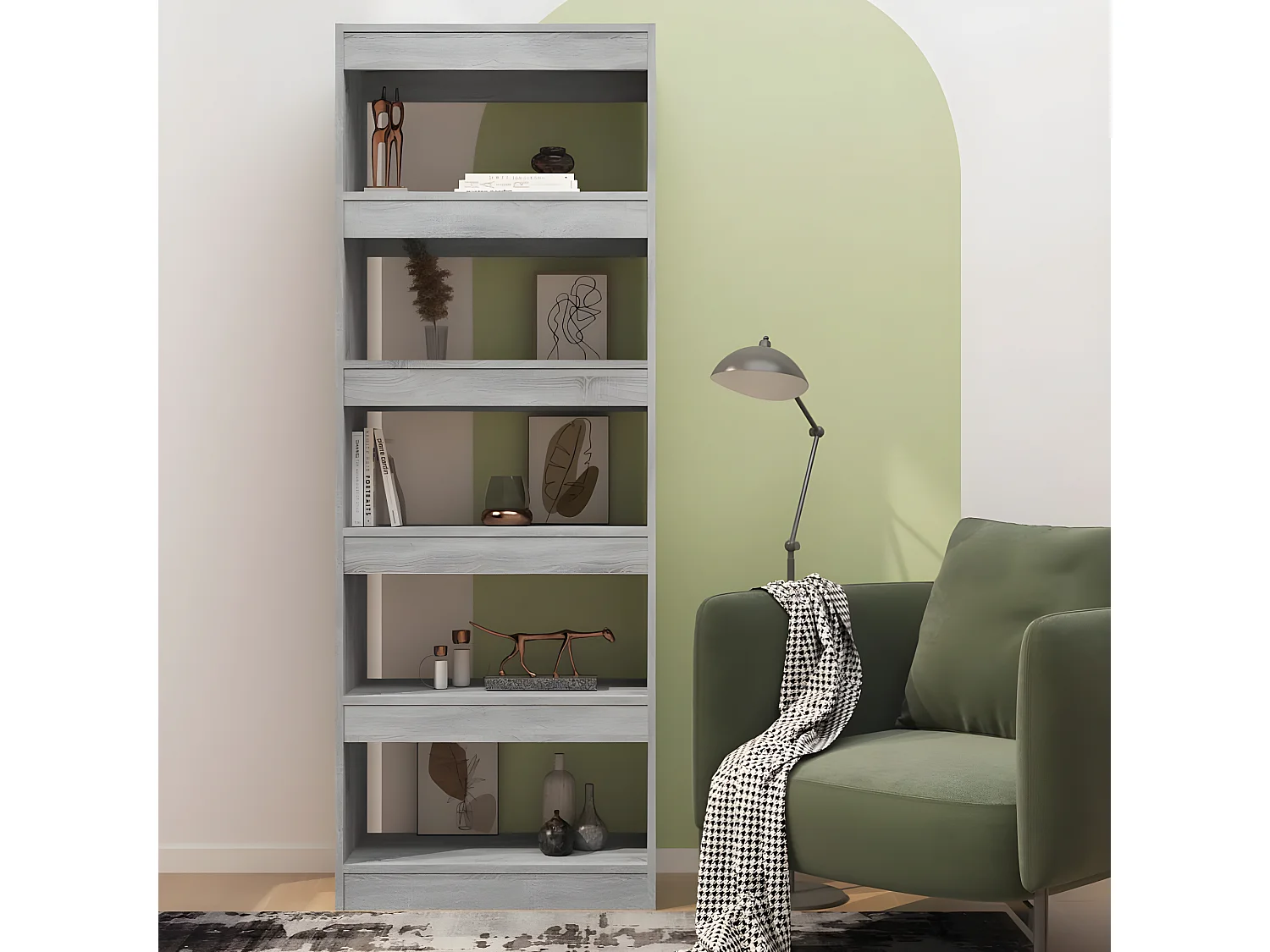 Bibliothèque/Séparateur de pièce Sonoma gris 60x30x166 cm