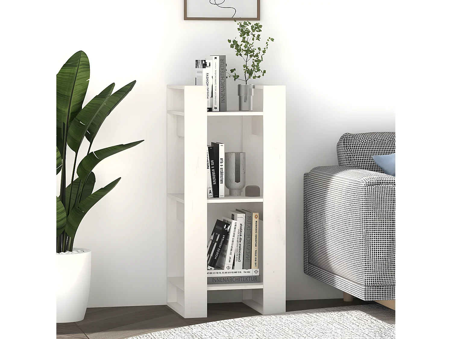 Bibliothèque/Séparateur de pièce Blanc 41x35x91 cm Pin solide
