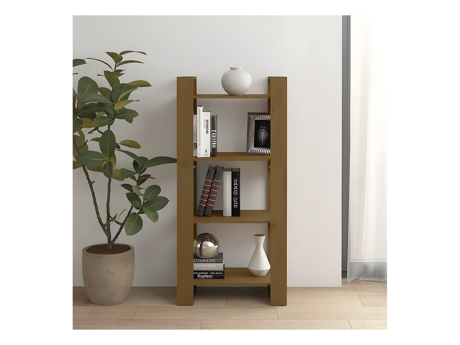 Bibliothèque/Cloison Marron miel 60x35x125 cm Bois massif