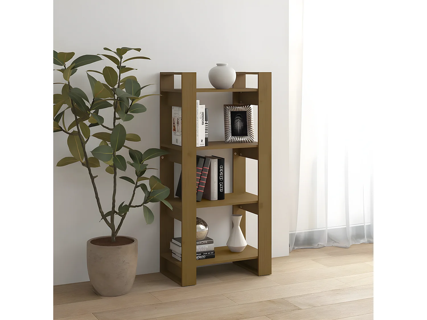 Bibliothèque/Cloison Marron miel 60x35x125 cm Bois massif