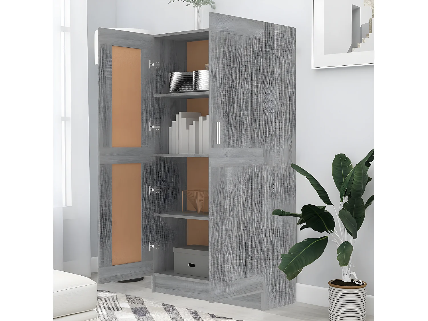 Bibliothèque Sonoma gris 82,5x30,5x150 cm Bois d'ingénierie