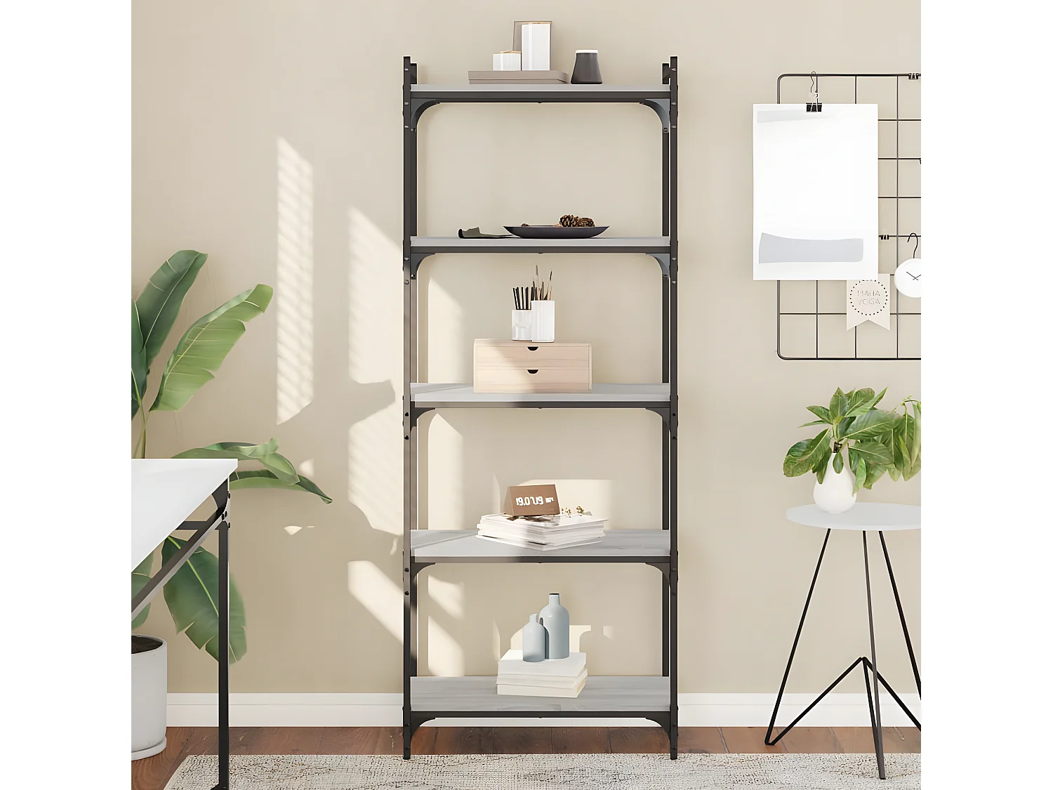 Bibliothèque à 5 niveaux sonoma gris 60x30x154 cm