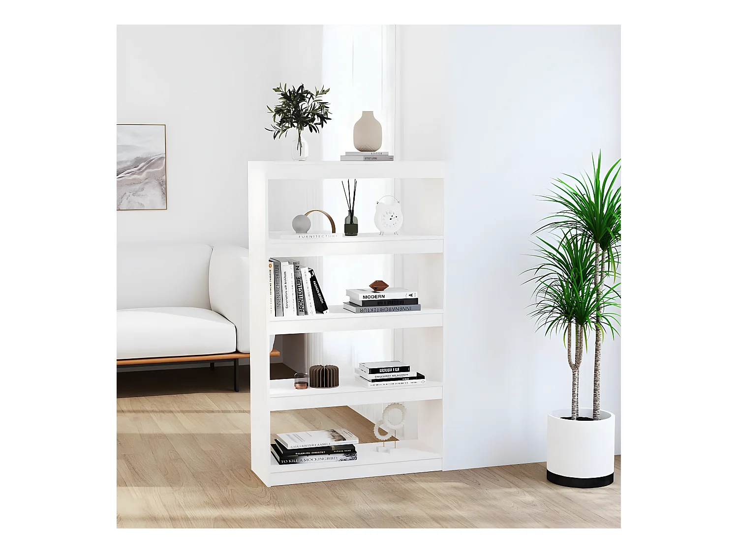 Estantería/divisor de espacios madera pino blanco 80x30x135,5cm