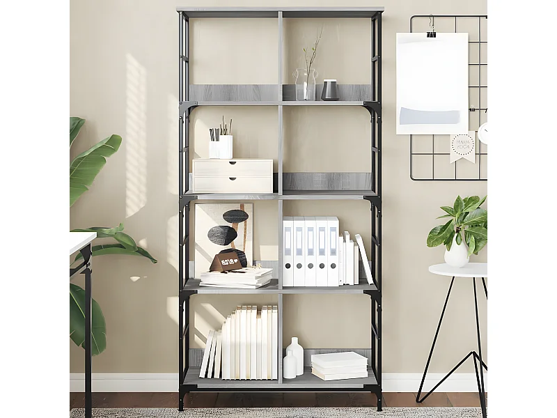 Boekenrek 78,5x33x153 cm bewerkt hout grijs sonoma eikenkleur