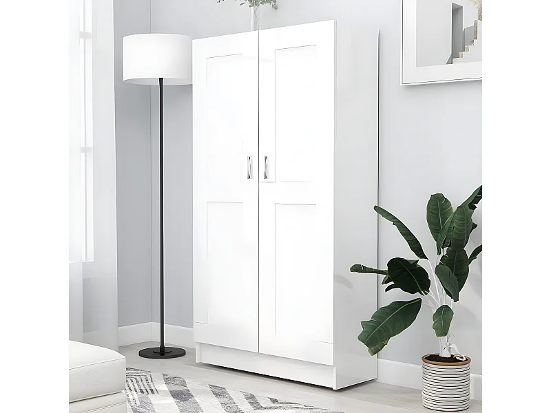 Bibliothèque Blanc brillant 82,5x30,5x150 cm Aggloméré