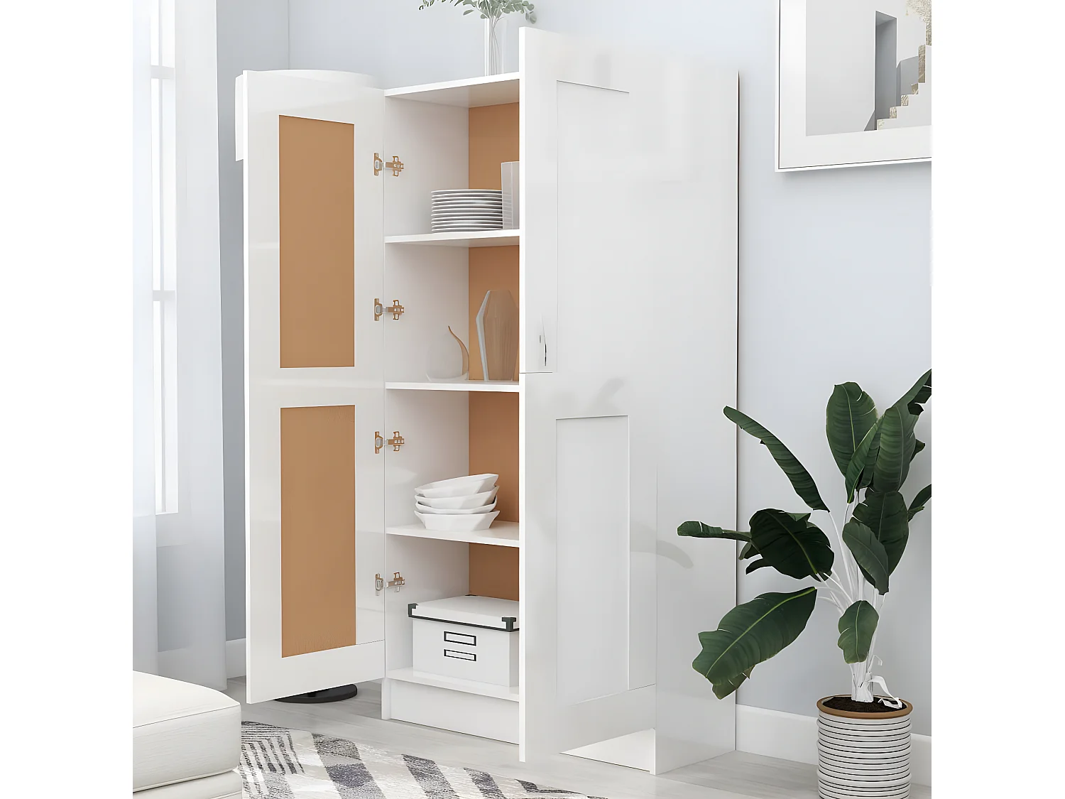 Bibliothèque Blanc brillant 82,5x30,5x150 cm Aggloméré