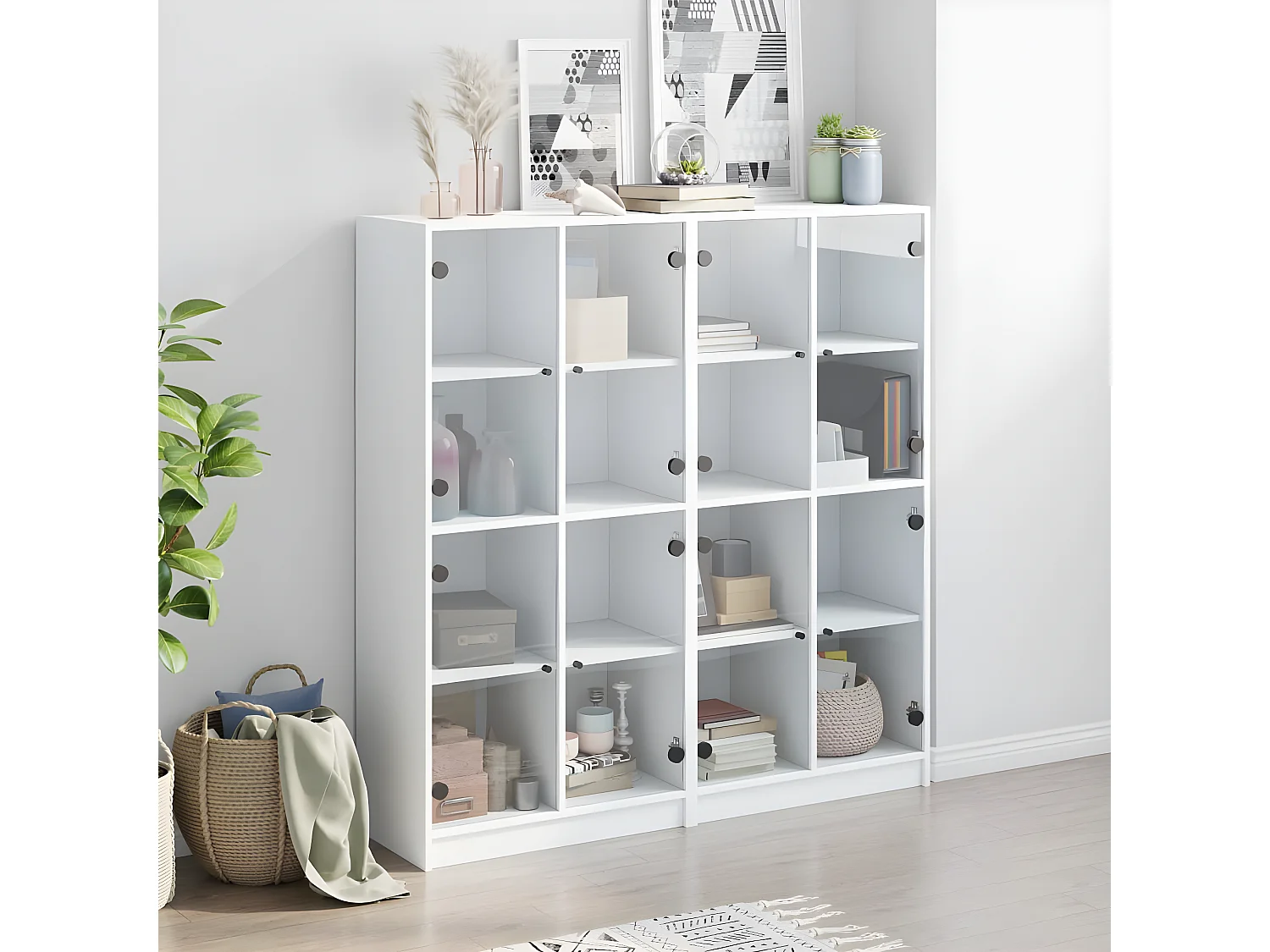 Estante c/ portas 136x37x142 cm derivados de madeira branco