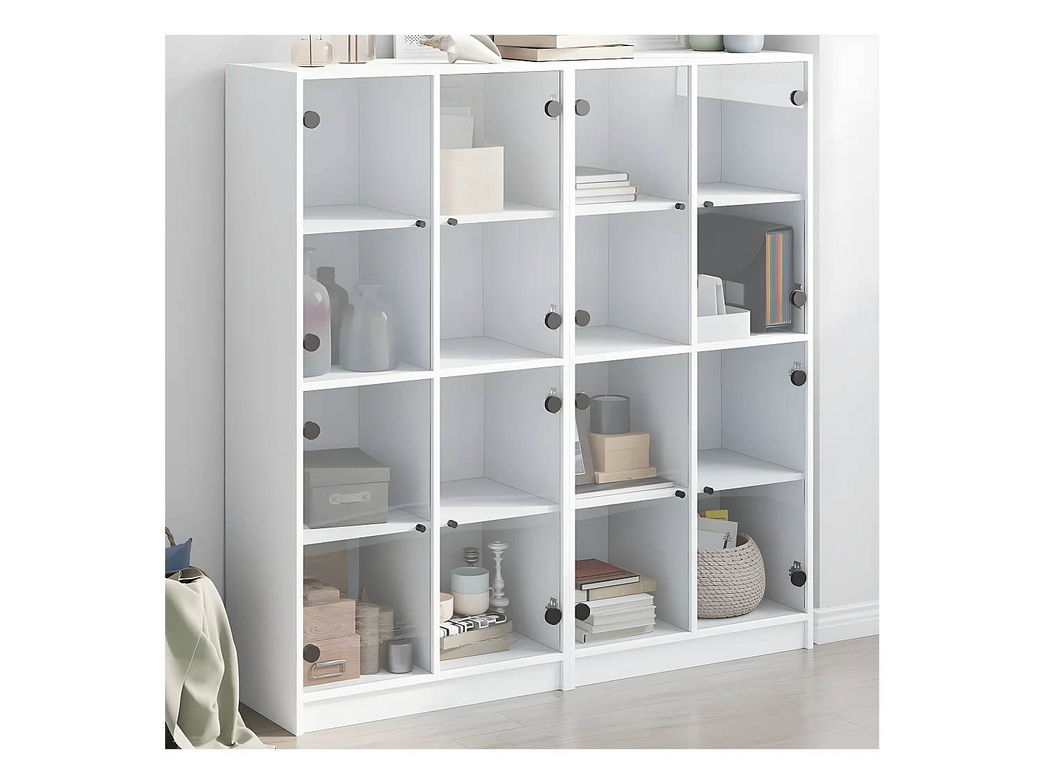 Bibliothèque avec portes blanc 136x37x142 cm bois d'ingénierie