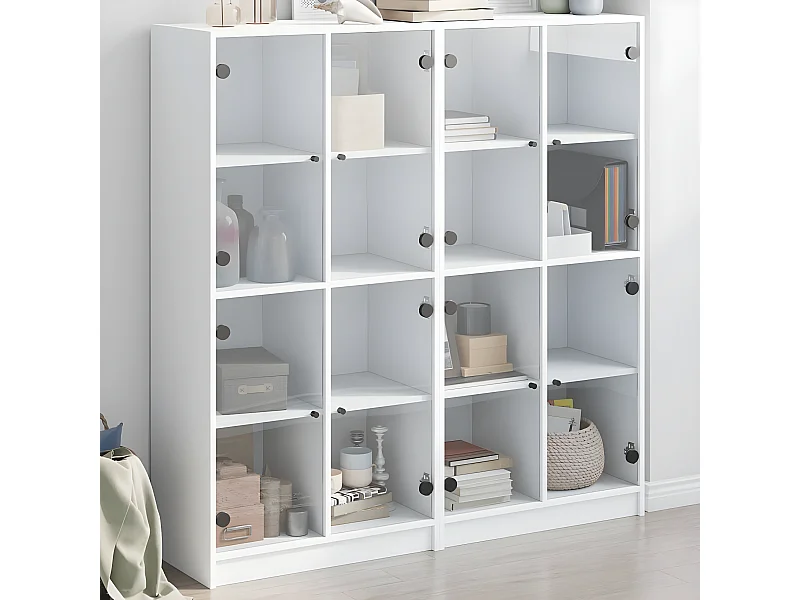 Bibliothèque avec portes blanc 136x37x142 cm bois d'ingénierie