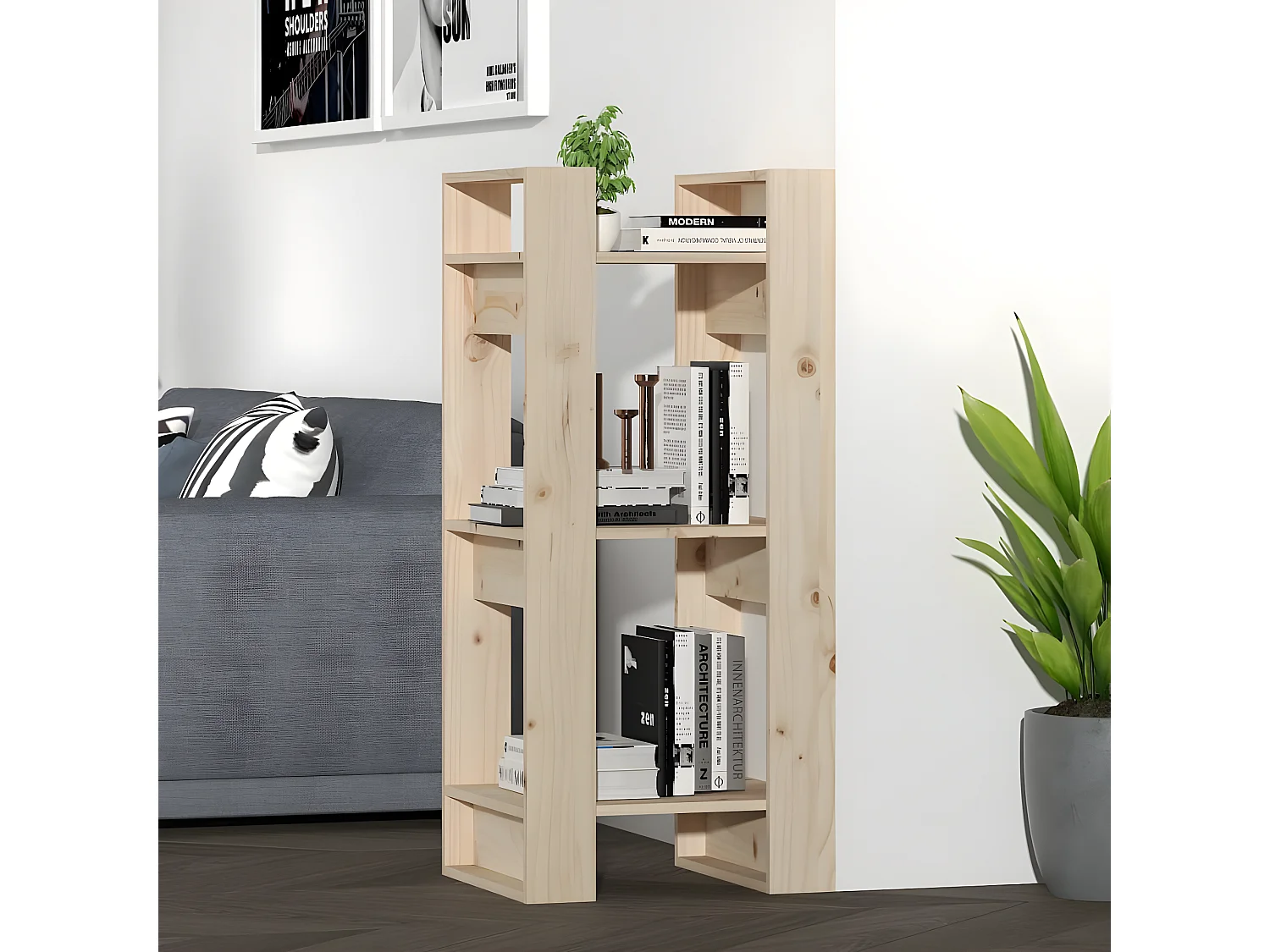 Boekenkast/kamerscherm 41x35x91 cm massief grenenhout