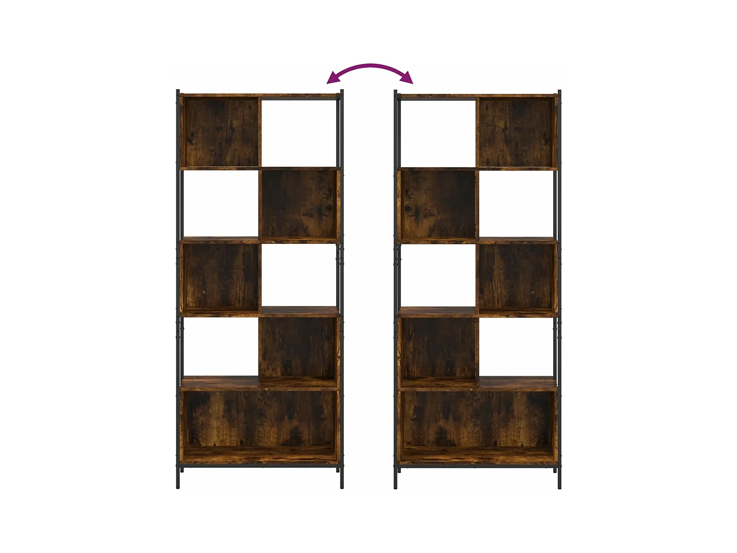 Bibliothèque chêne fumé 72x28x172 cm bois d'ingénierie
