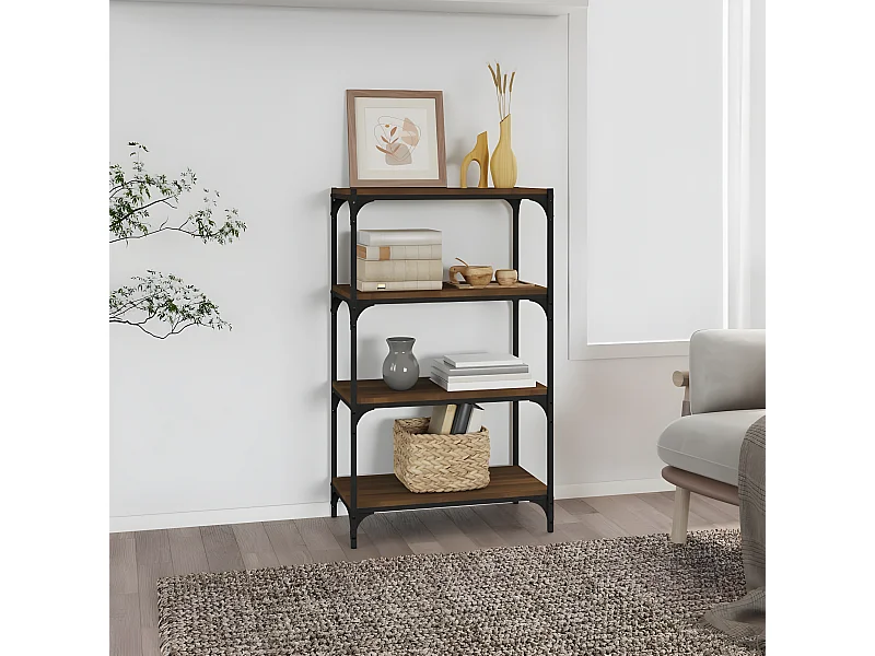 Estante 60x33x100 cm derivados de madeira/aço carvalho castanho