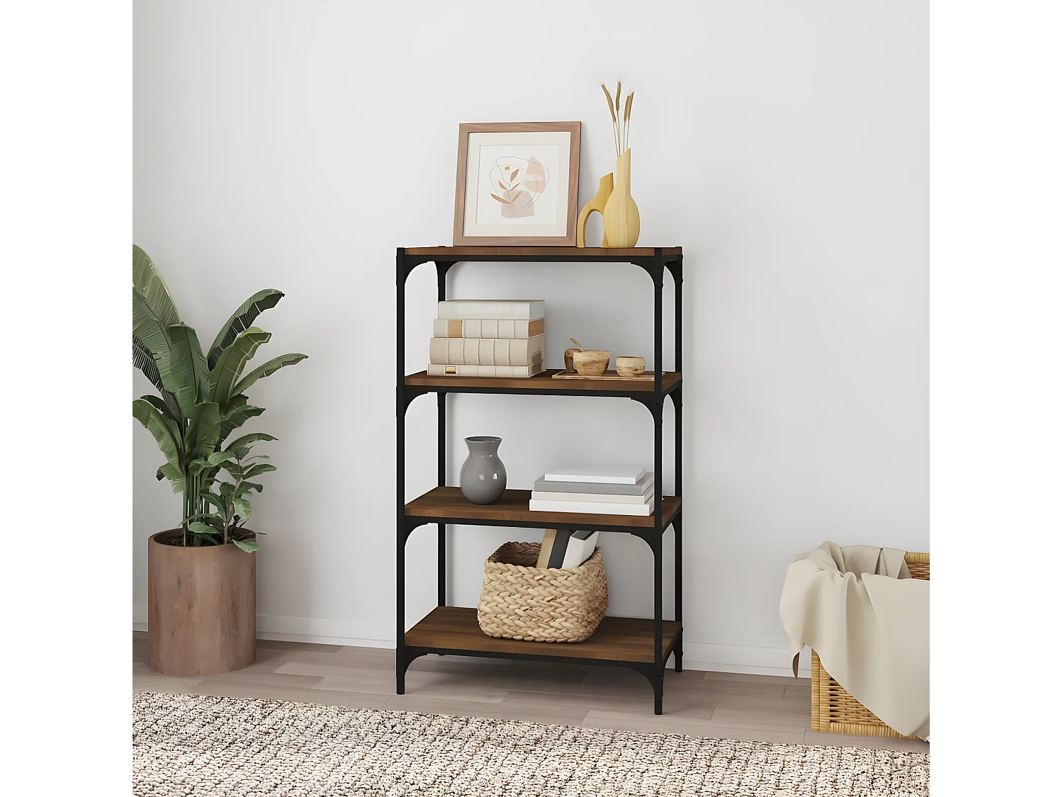 Estante 60x33x100 cm derivados de madeira/aço carvalho castanho