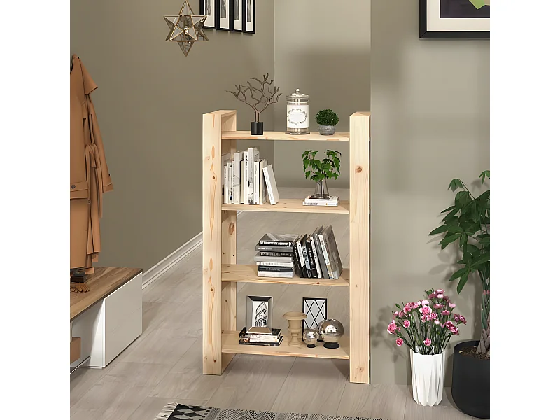 Estantería/divisor de espacios madera maciza pino 80x35x125 cm