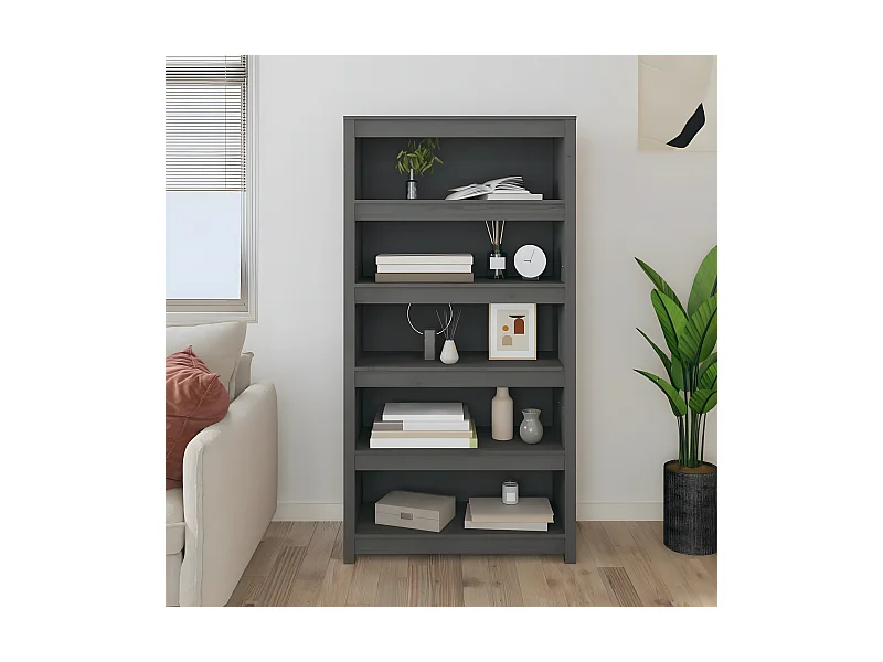 Bibliothèque Gris 80x35x154 cm Bois de pin massif