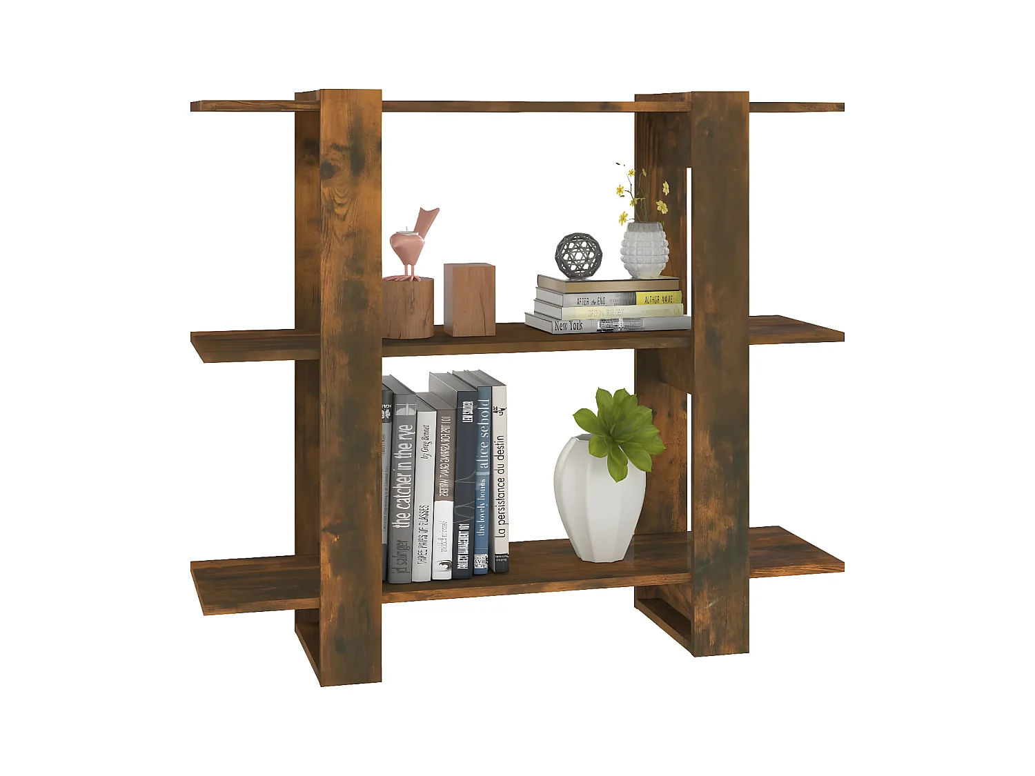 Bibliothèque/Séparateur de pièce Chêne fumé 100x30x87 cm