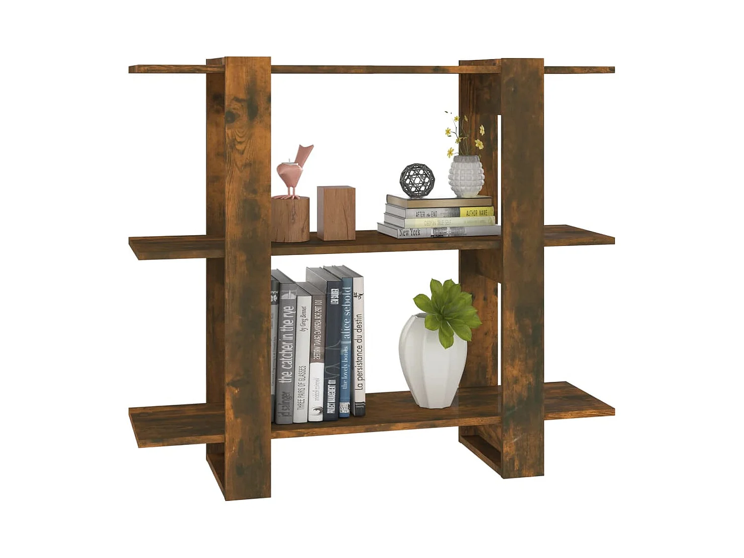 Boekenkast/kamerscherm 100x30x87 cm gerookt eikenkleurig