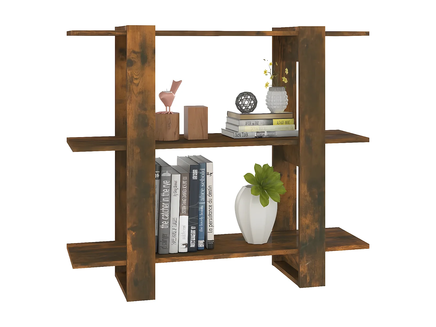 Boekenkast/kamerscherm 100x30x87 cm gerookt eikenkleurig