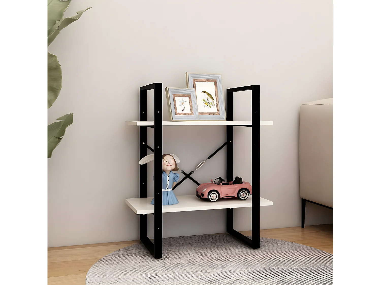 Bibliothèque à 2 niveaux Blanc 60x30x70 cm Bois de pin massif