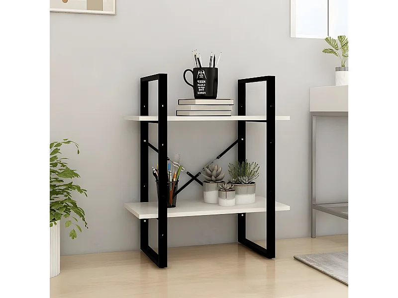 Bibliothèque à 2 niveaux Blanc 60x30x70 cm Bois de pin massif