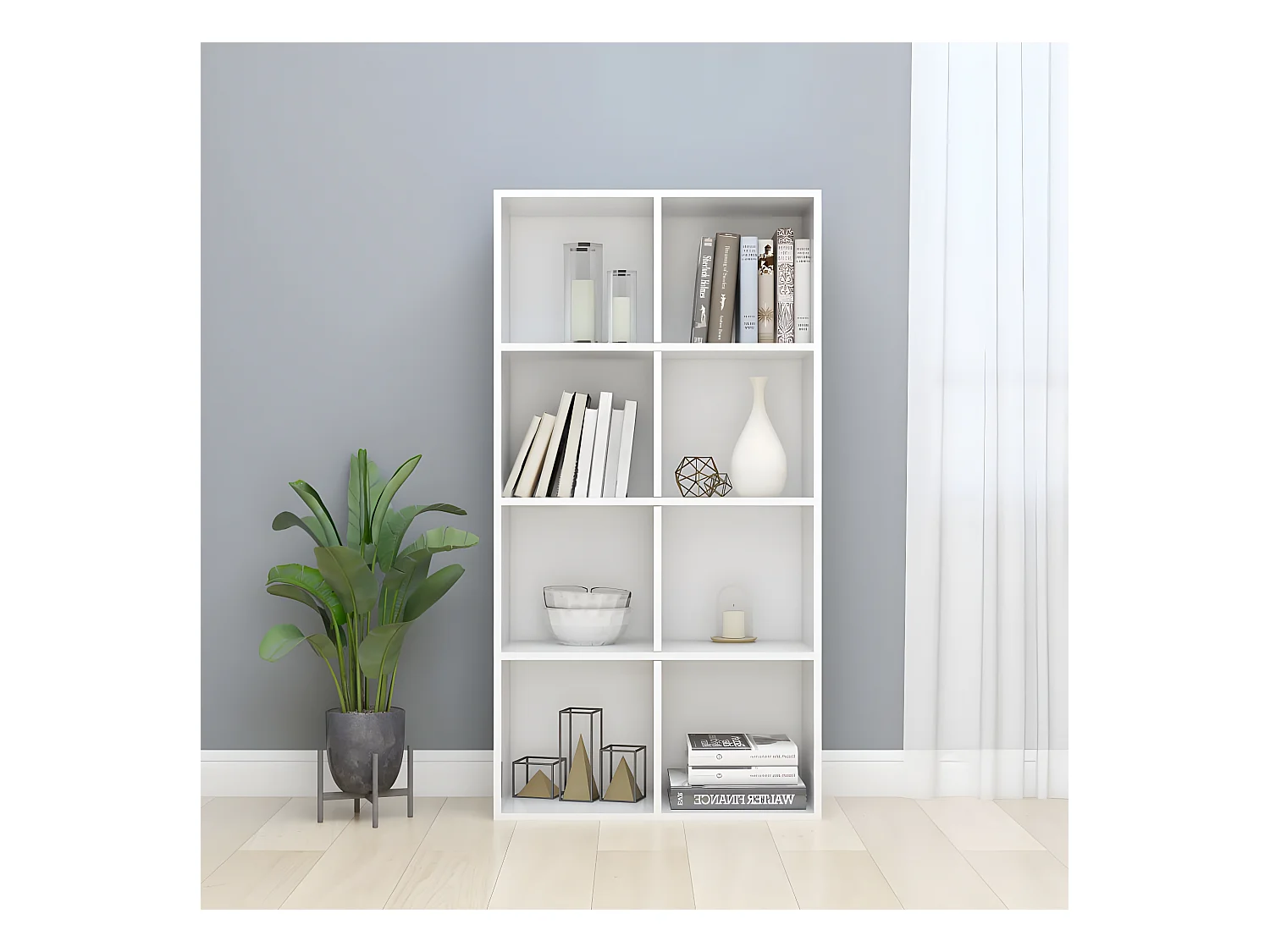 Bibliothèque/Buffet Blanc brillant 66 x 30 x 130 cm Aggloméré