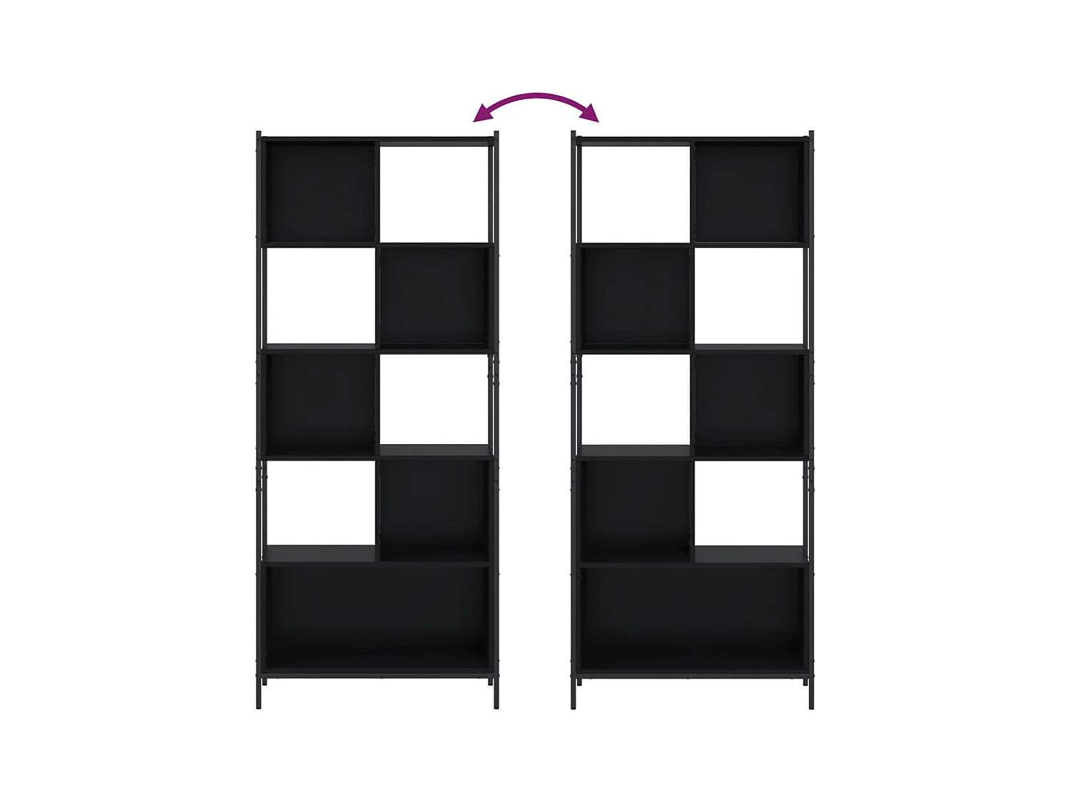 Bibliothèque noir 72x28x172 cm bois d'ingénierie