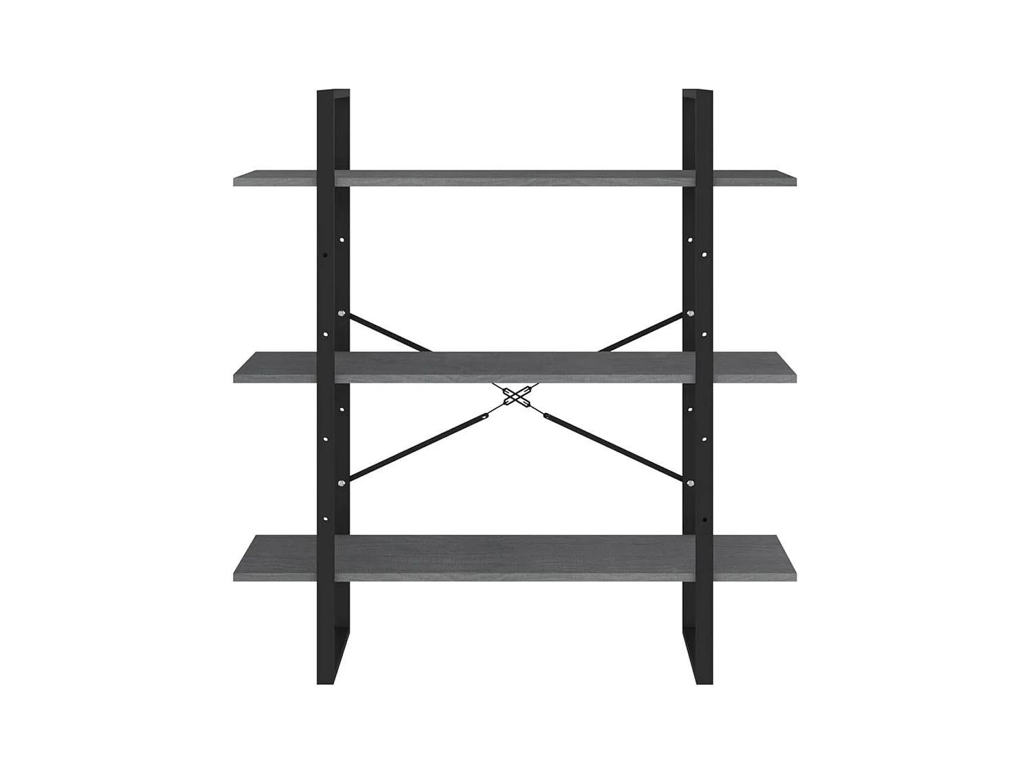 Bibliothèque à 3 niveaux Gris 100x30x105 cm Bois de pin massif