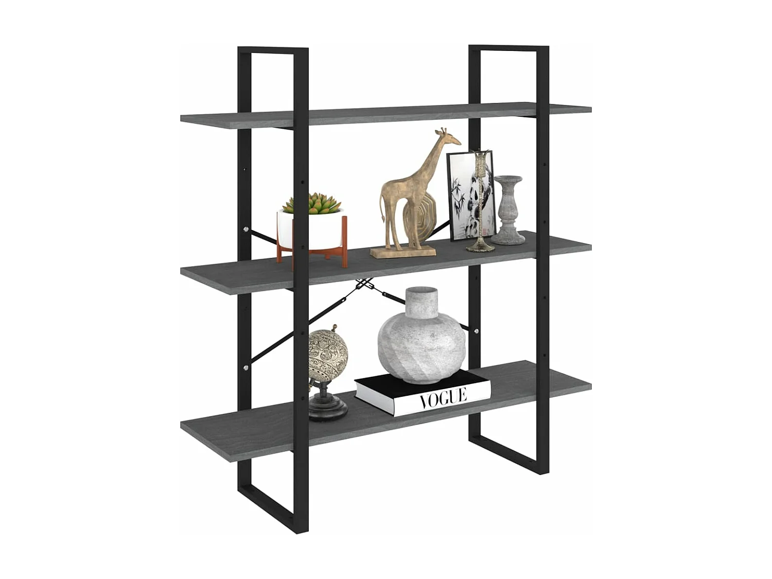 Boekenkastukkenmet 3 schappen 100x30x105 cm grenenhout grijs