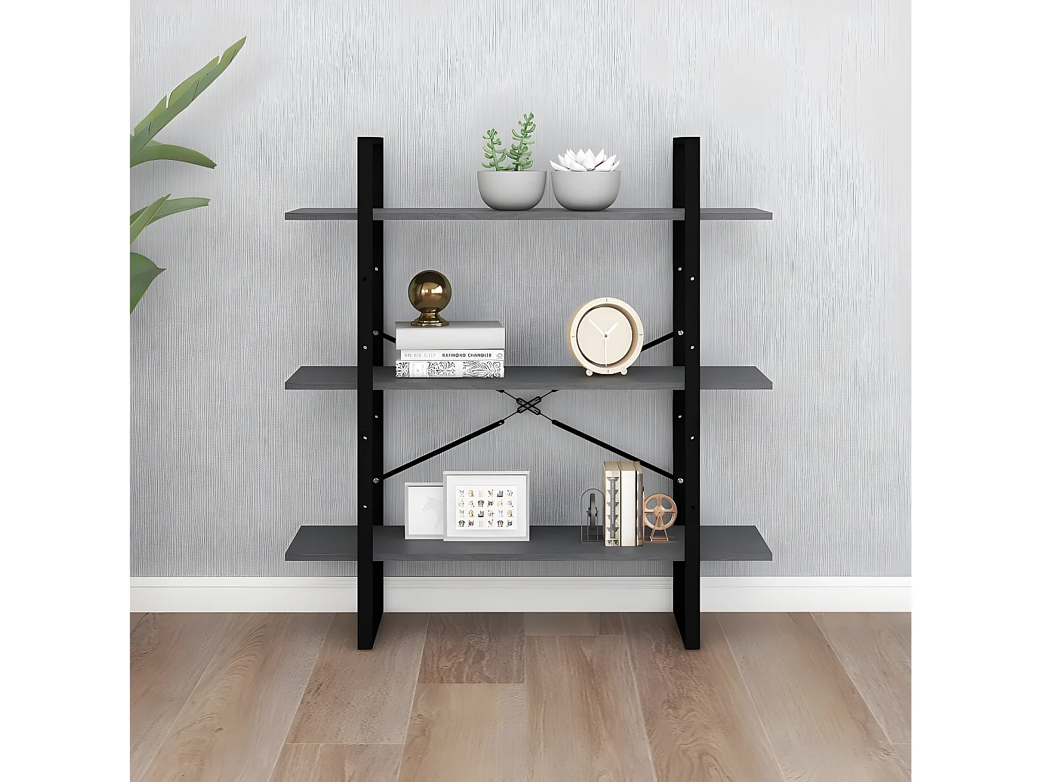 Boekenkastukkenmet 3 schappen 100x30x105 cm grenenhout grijs