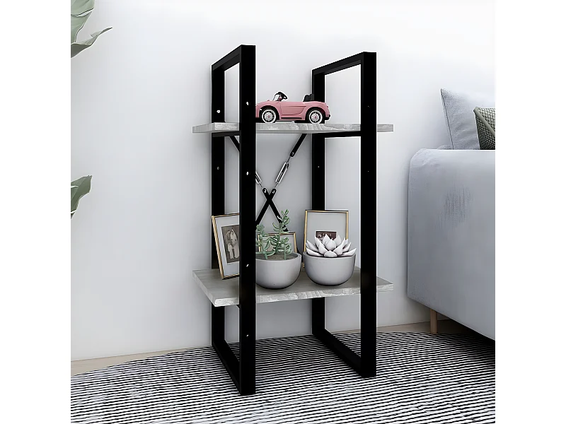 Bibliothèque 2 niveaux Sonoma gris 40x30x70cm Bois d'ingénierie