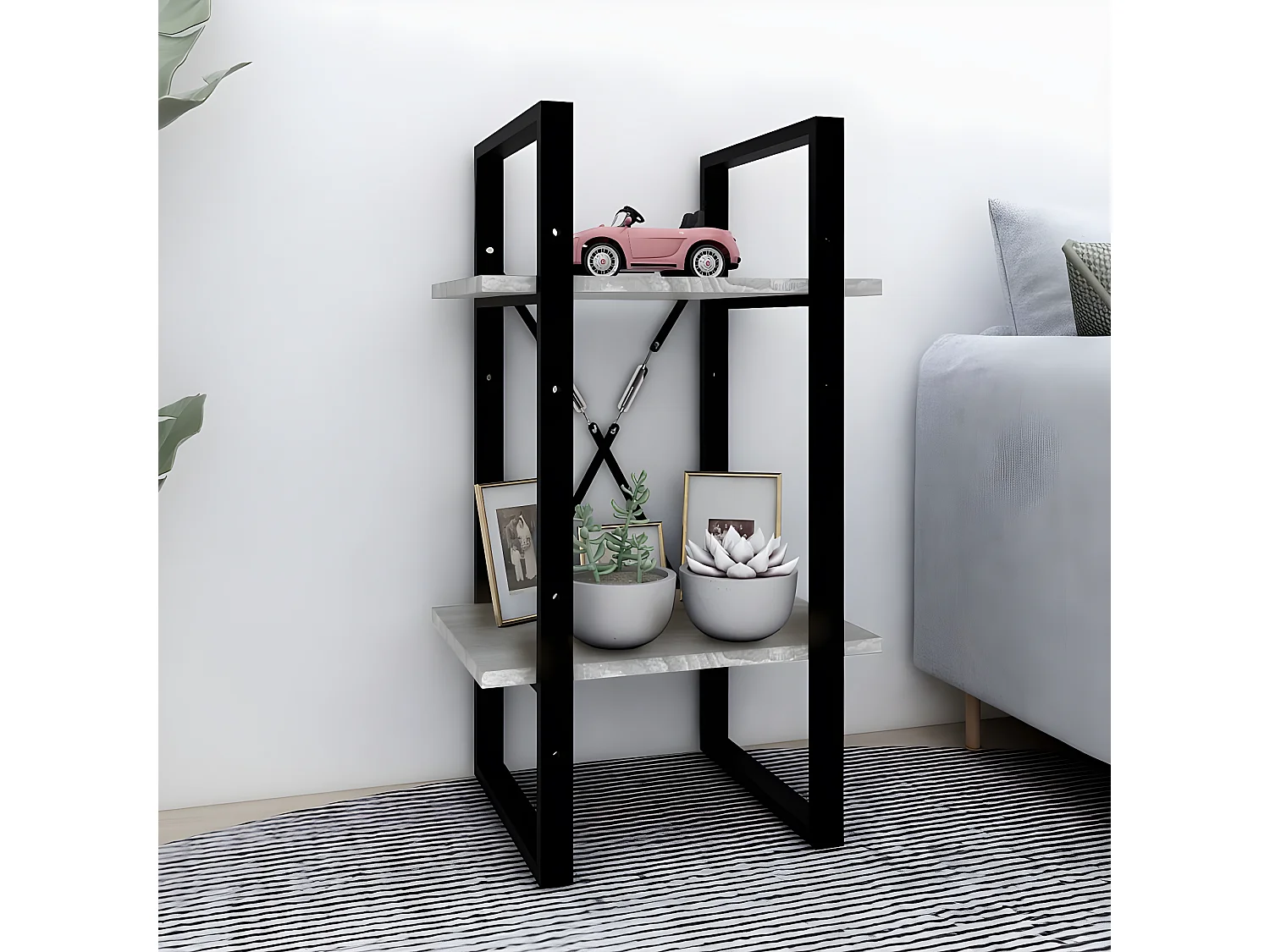 Bibliothèque 2 niveaux Sonoma gris 40x30x70cm Bois d'ingénierie