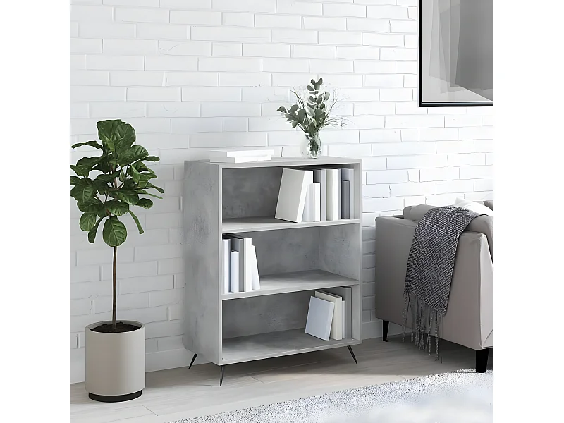 Bibliothèque gris béton 69,5x32,5x90 cm bois d'ingénierie