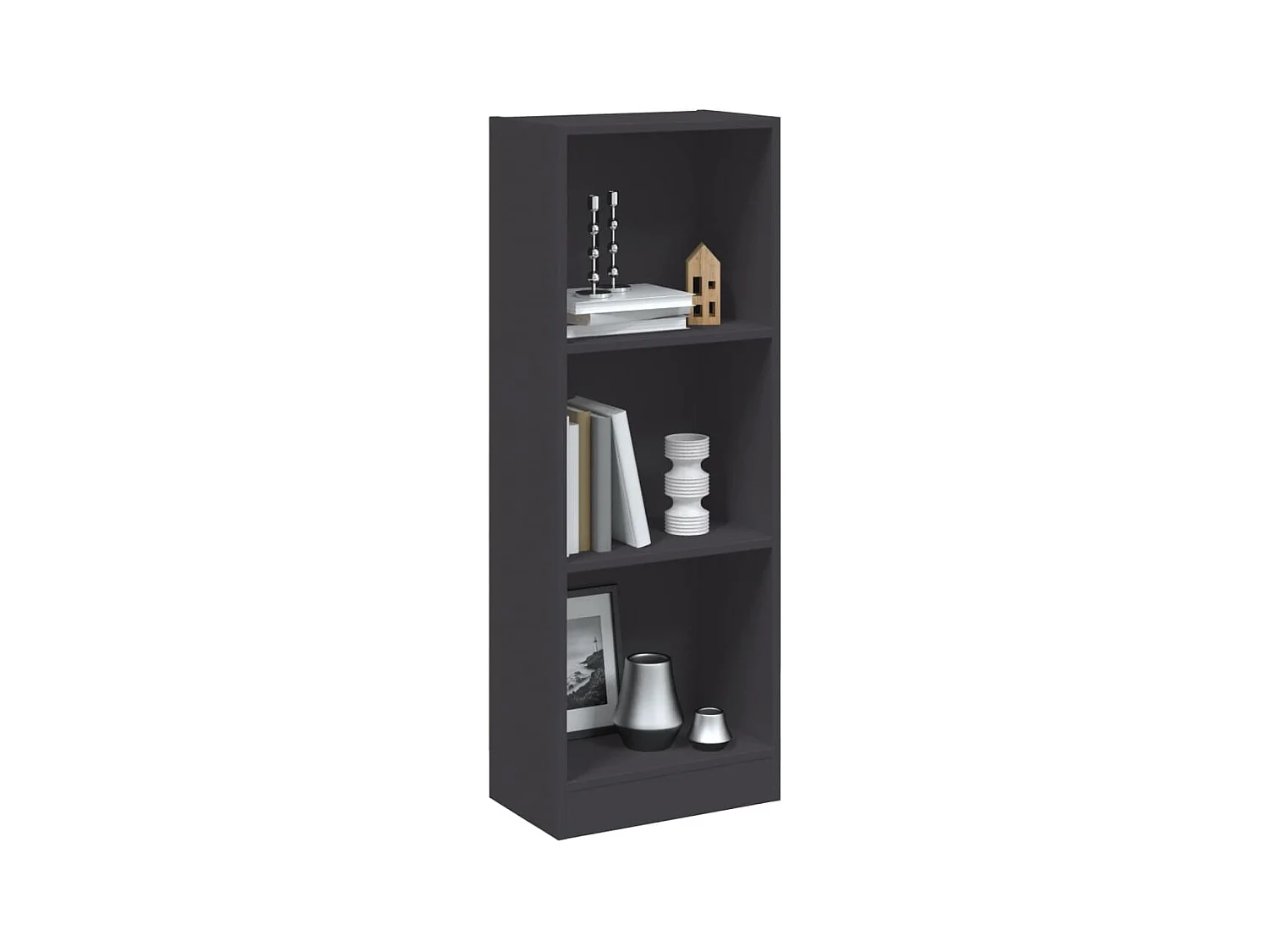 Bibliothèque à 3 niveaux Gris 40x24x108 cm Aggloméré