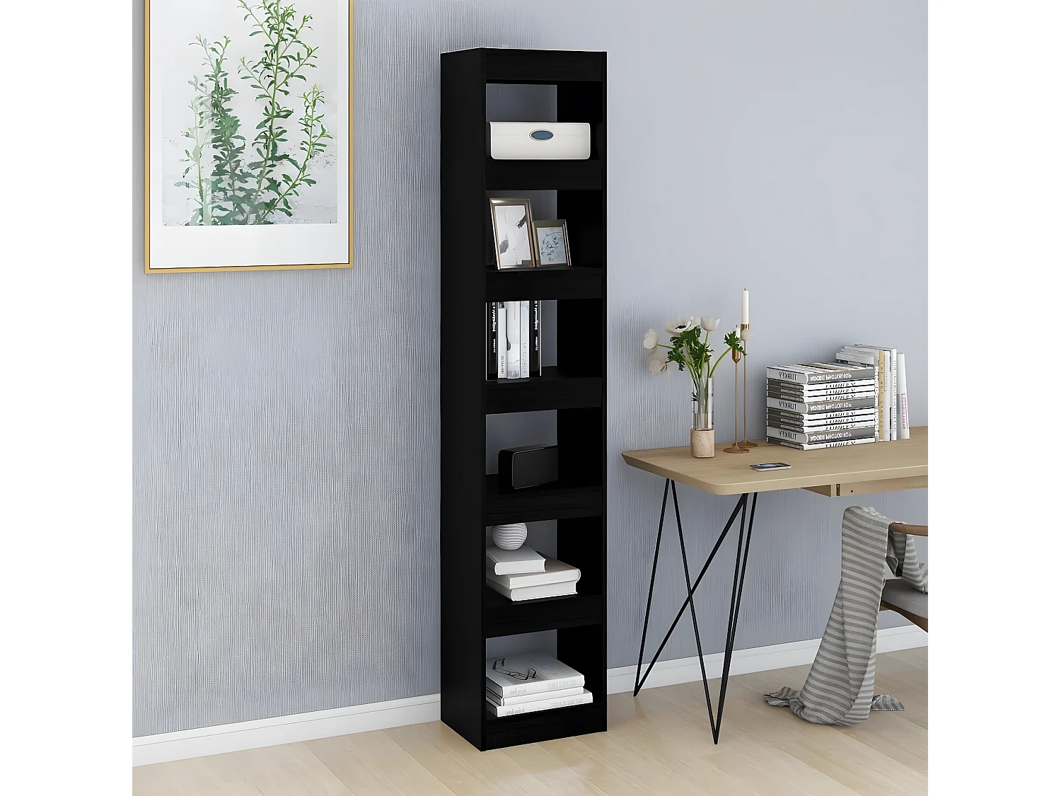 Bibliothèque/Séparateur de pièce Noir 40x30x198 cm