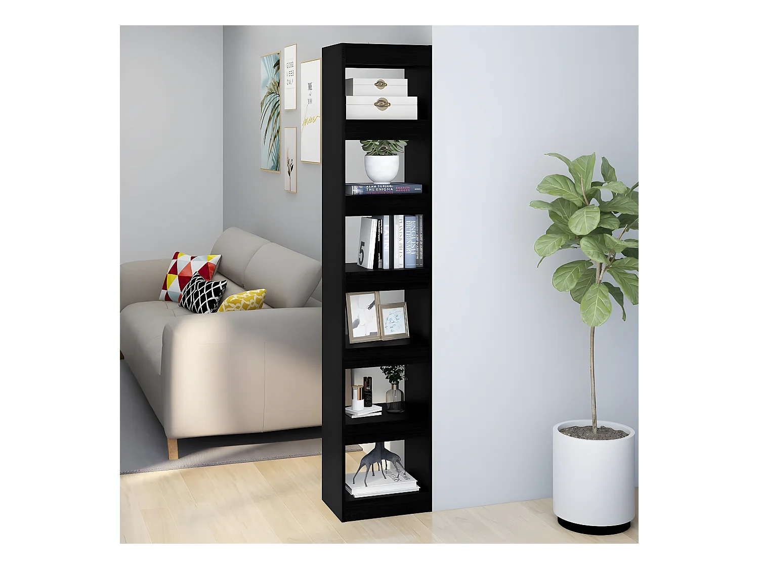 Bibliothèque/Séparateur de pièce Noir 40x30x198 cm