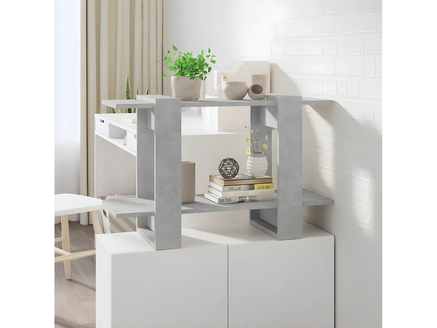 Bibliothèque/Séparateur de pièce Gris béton 80x30x51 cm