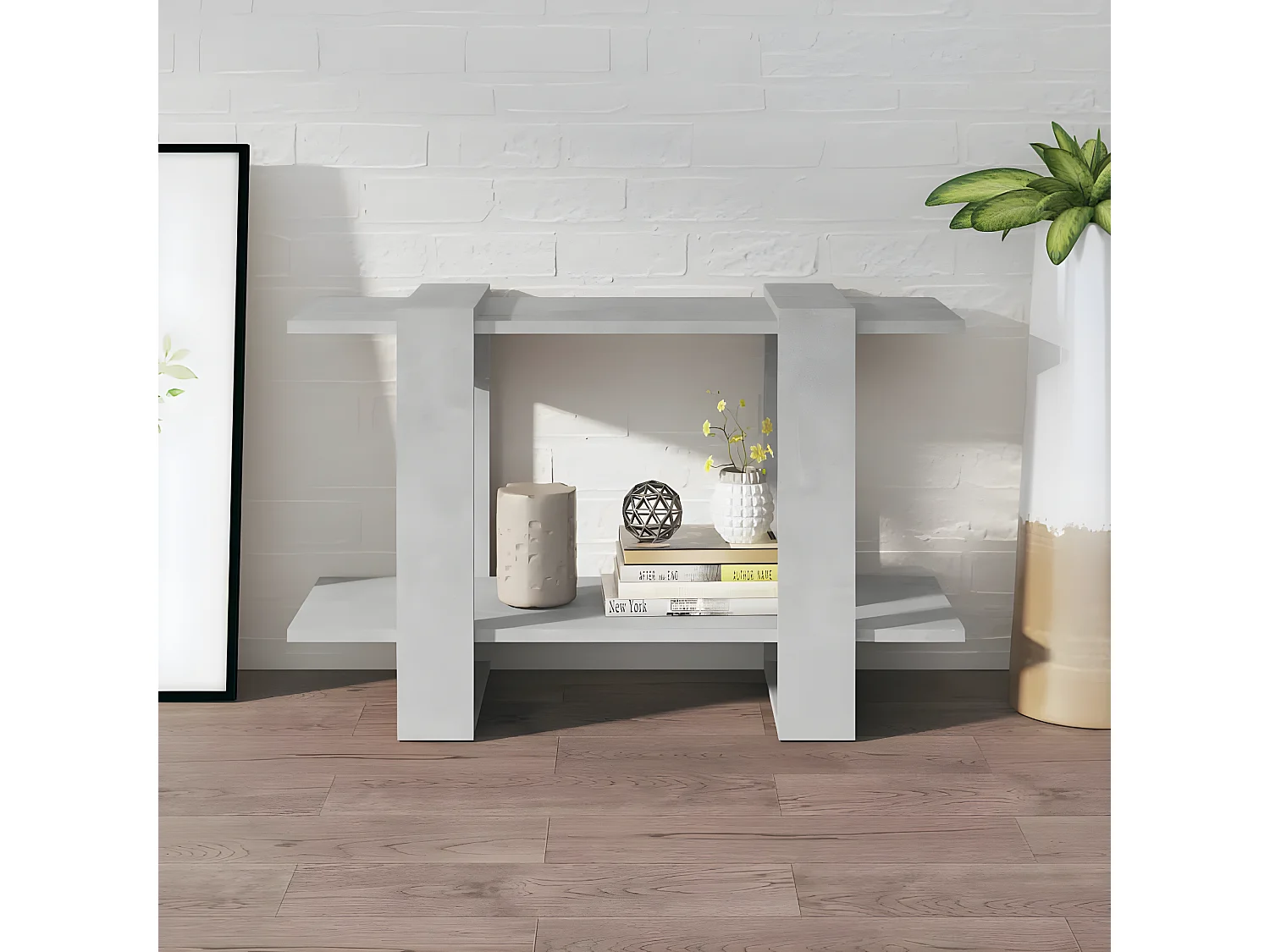 Bibliothèque/Séparateur de pièce Gris béton 80x30x51 cm