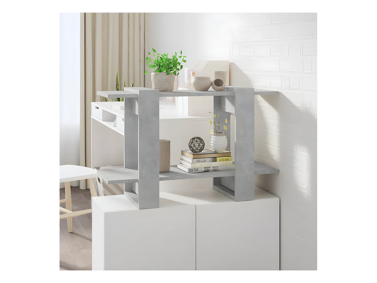 Bibliothèque/Séparateur de pièce Gris béton 80x30x51 cm
