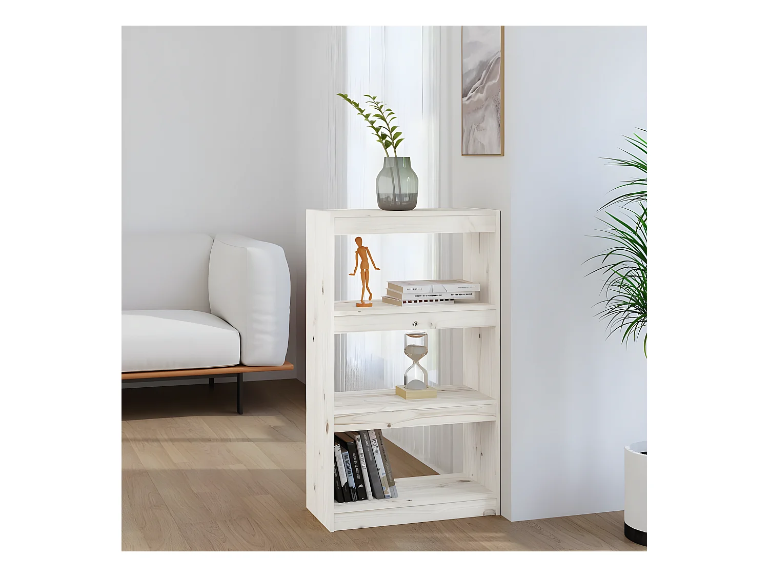 Estantería/divisor de espacios madera pino blanco 60x30x103,5cm