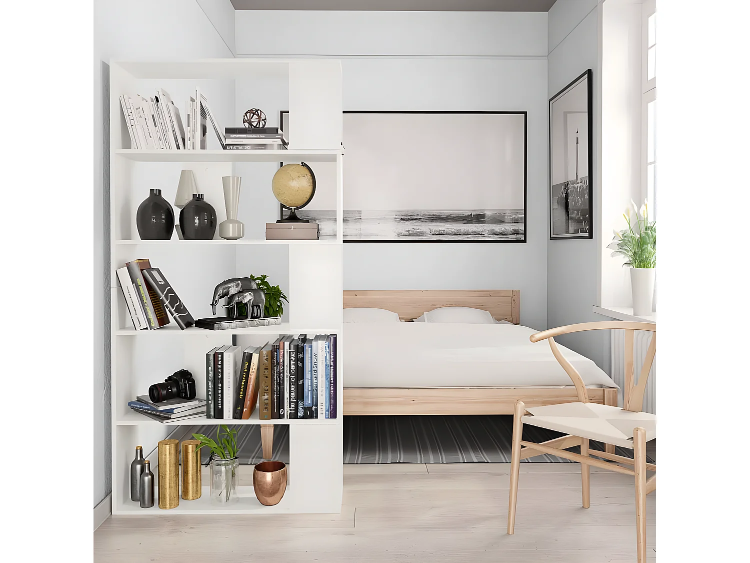 Bibliothèque/Séparateur de pièce Blanc 80x24x159 cm Aggloméré