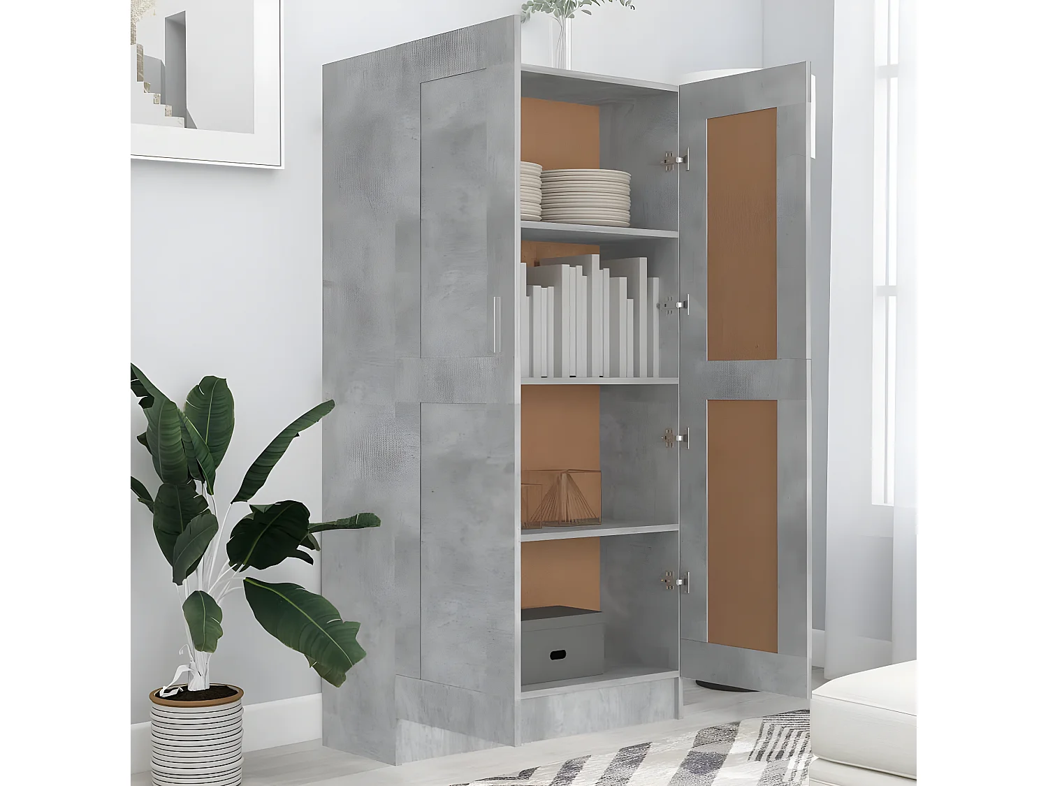 Bibliothèque Gris béton 82,5x30,5x150 cm Aggloméré