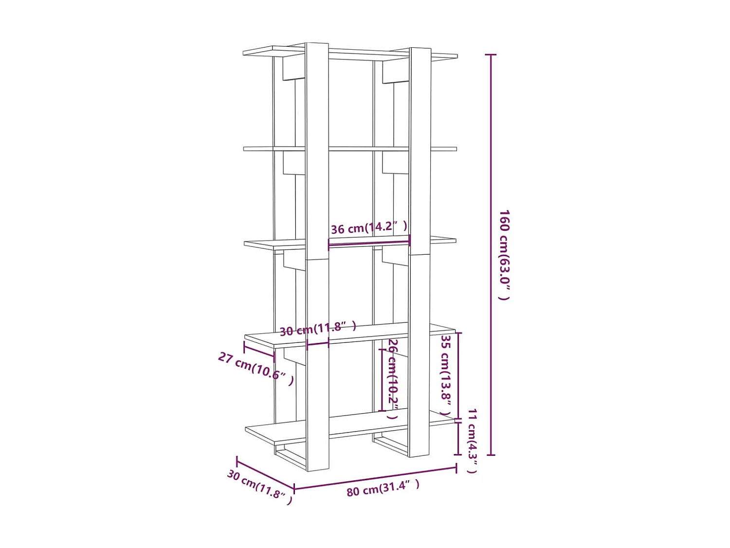 Estante/divisória 80x30x160cm contraplacado cor carvalho sonoma