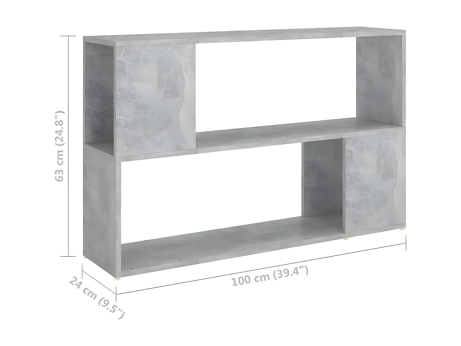 Estante 100x24x63 cm contraplacado cinzento cimento