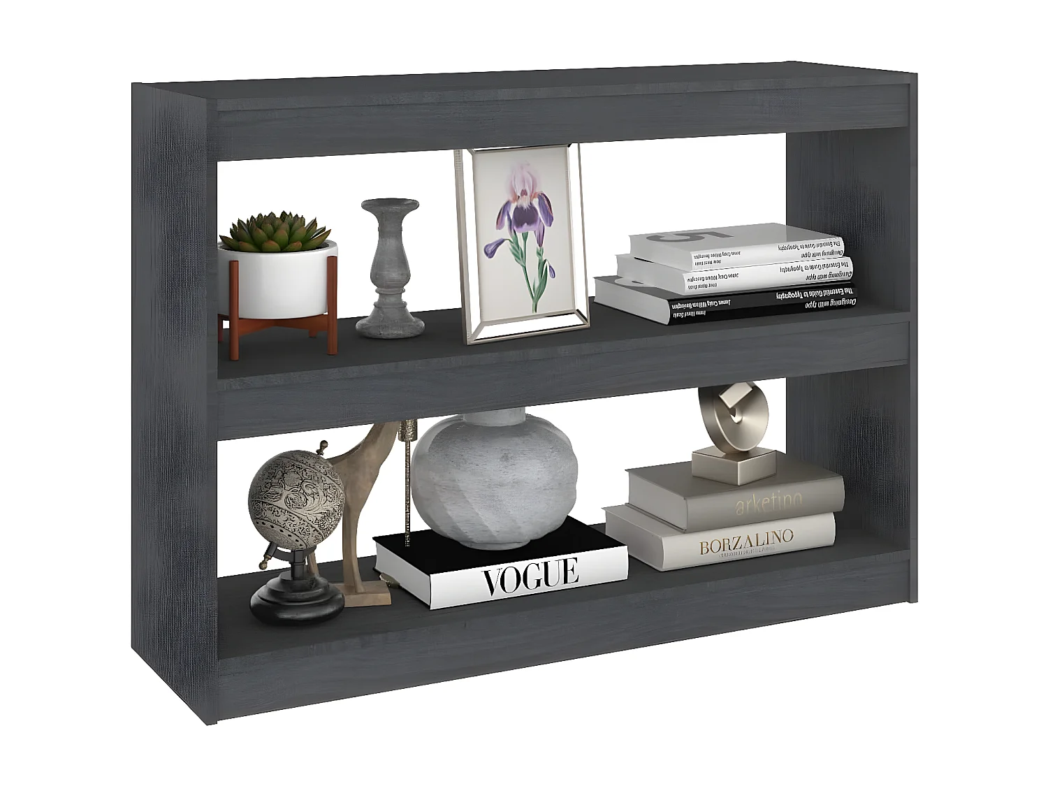 Bibliothèque/Séparateur de pièce Gris 100x30x71,5 cm Pin massif