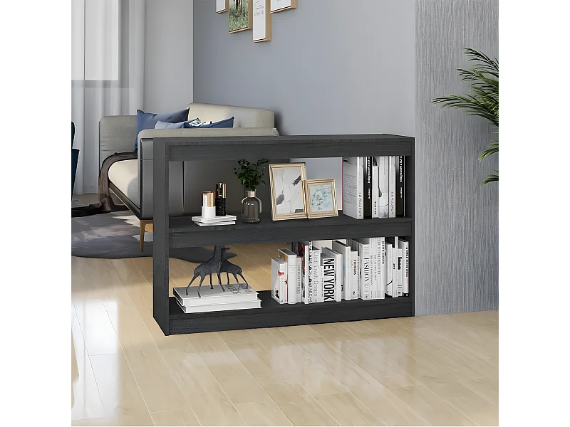Bibliothèque/Séparateur de pièce Gris 100x30x71,5 cm Pin massif