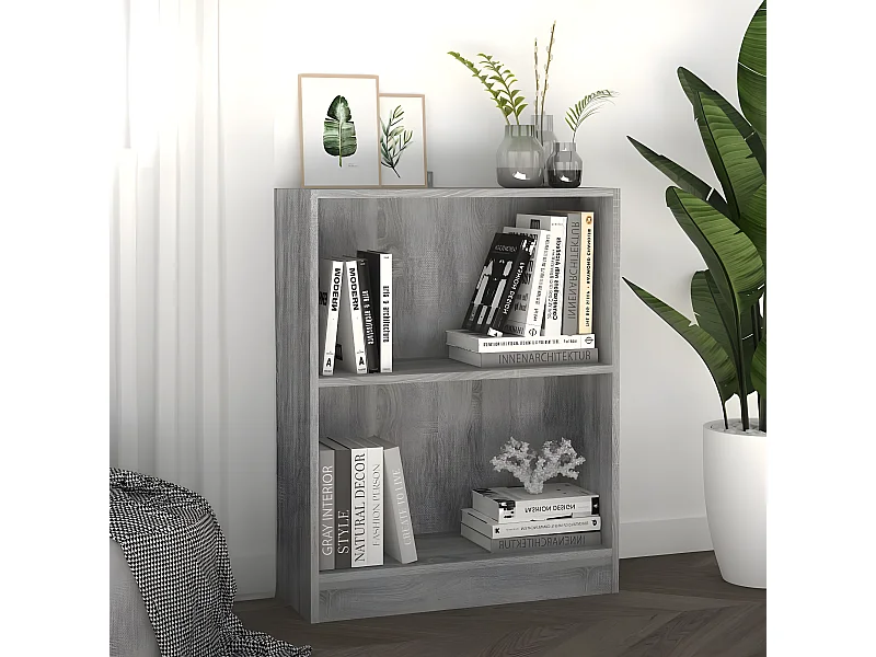 Bibliothèque Sonoma gris 60x24x74,5 cm Bois d'ingénierie