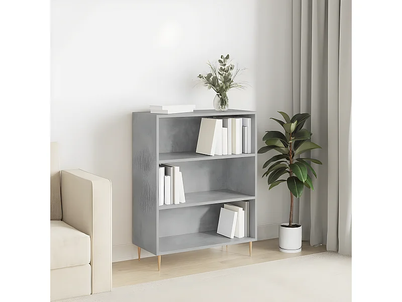 Bibliothèque gris béton 69,5x32,5x90 cm bois d'ingénierie