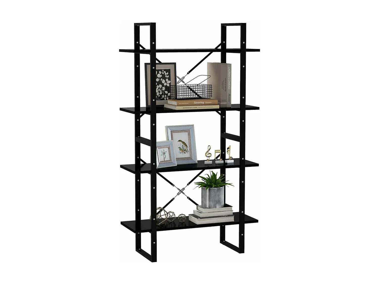 Bibliothèque à 4 niveaux Noir 80x30x140 cm Aggloméré