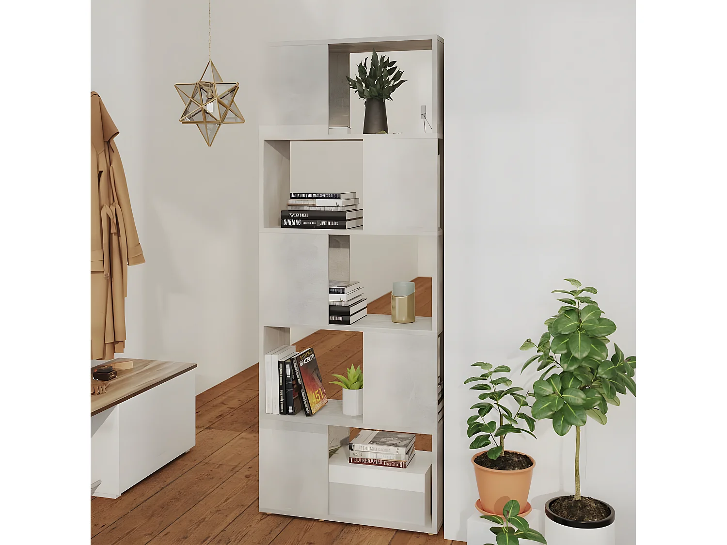 Boekenkast/kamerscherm 60x24x155 cm betongrijs